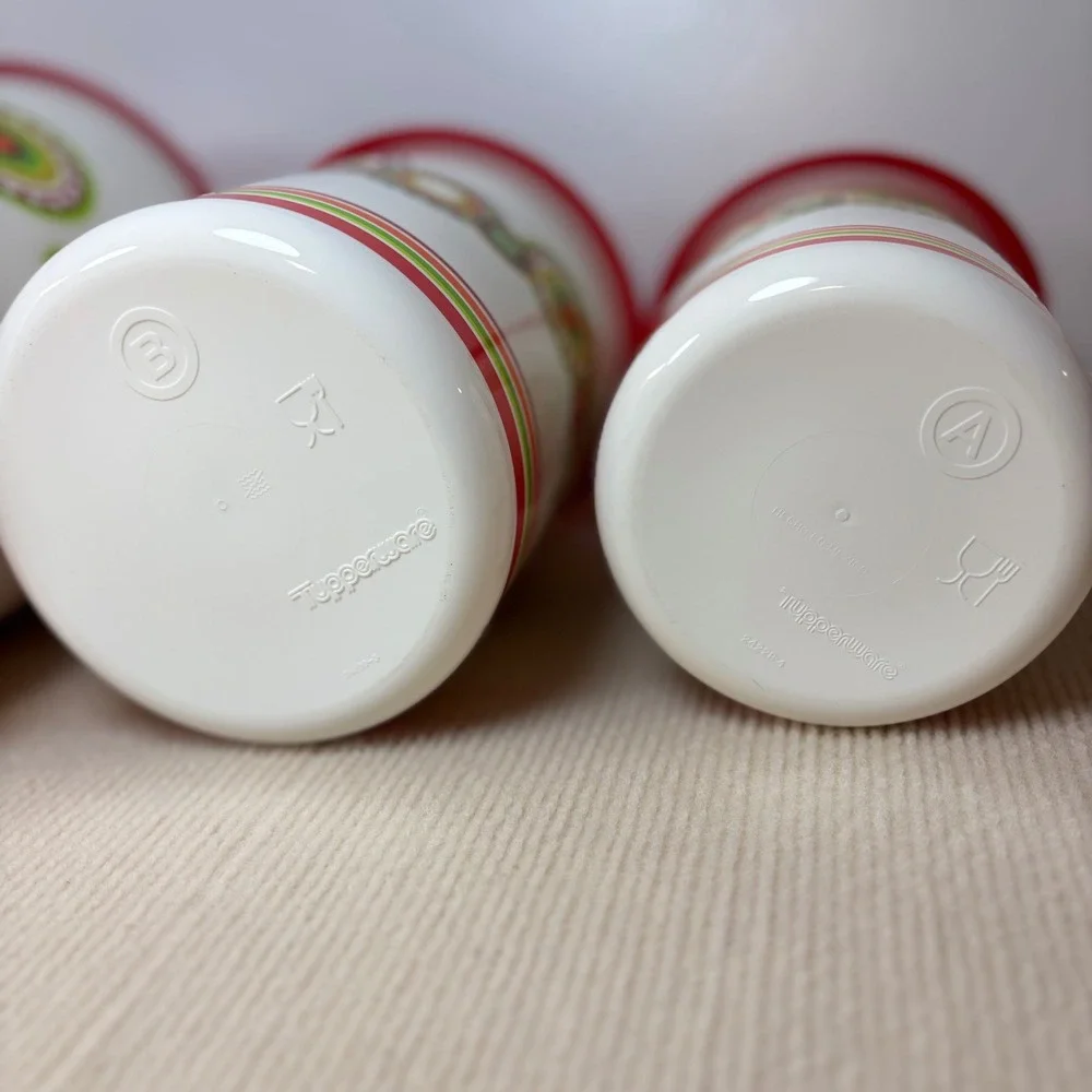 Vintage Tupperware Canister Set 3 Red Orange Green Fiesta Mexico Psychedelic